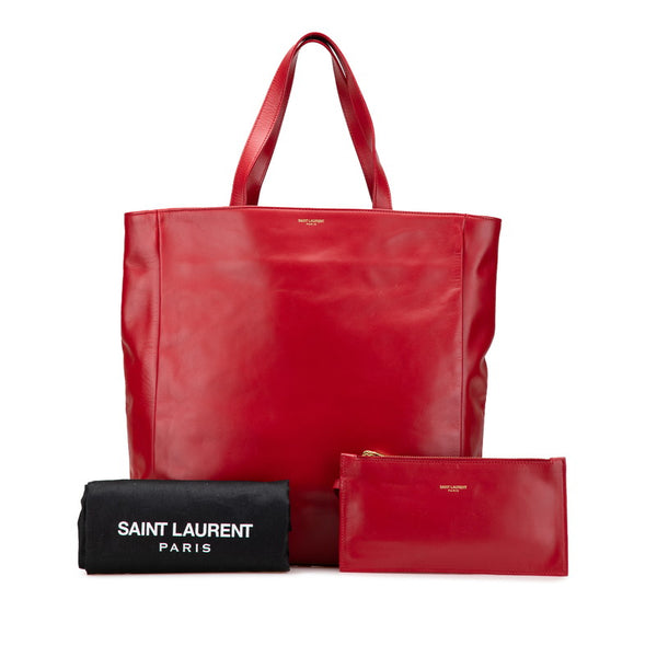 サンローラン リバーシブル トートバッグ 318340 レッド レザー レディース SAINT LAURENT 【中古】