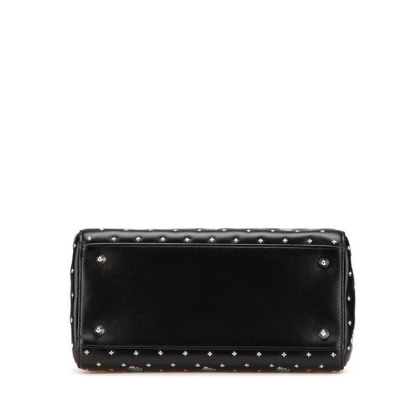 ディオール エンブロイダリー フラワー ハンドバッグ ショルダーバッグ 2WAY ブラック ブルー レザー レディース Dior 【中古】