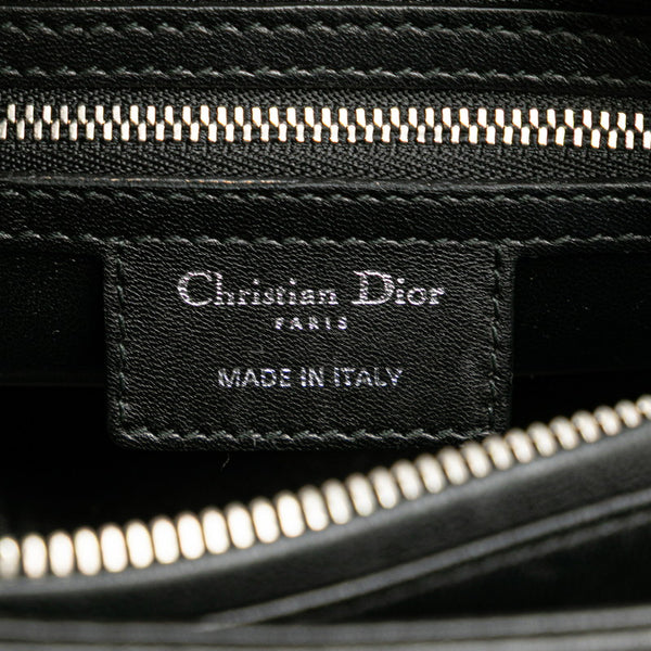 ディオール エンブロイダリー フラワー ハンドバッグ ショルダーバッグ 2WAY ブラック ブルー レザー レディース Dior 【中古】