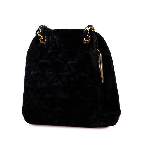 シャネル マトラッセ ココマーク チェーン トートバッグ ネイビー スウェード レディース CHANEL 【中古】