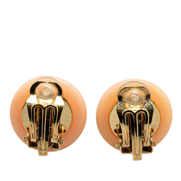 シャネル ココマーク ラウンド イヤリング ピンク プラスチック メッキ フェイクパール レディース CHANEL 【中古】