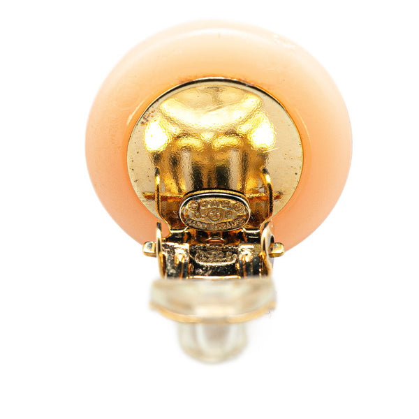 シャネル ココマーク ラウンド イヤリング ピンク プラスチック メッキ フェイクパール レディース CHANEL 【中古】