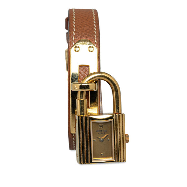 エルメス ケリーウォッチ 腕時計 クオーツ ゴールド文字盤 メッキ レザー レディース HERMES 【中古】