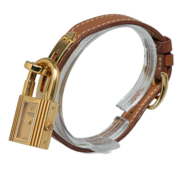 エルメス ケリーウォッチ 腕時計 クオーツ ゴールド文字盤 メッキ レザー レディース HERMES 【中古】