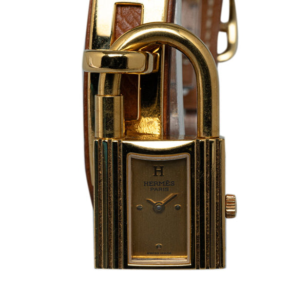 エルメス ケリーウォッチ 腕時計 クオーツ ゴールド文字盤 メッキ レザー レディース HERMES 【中古】