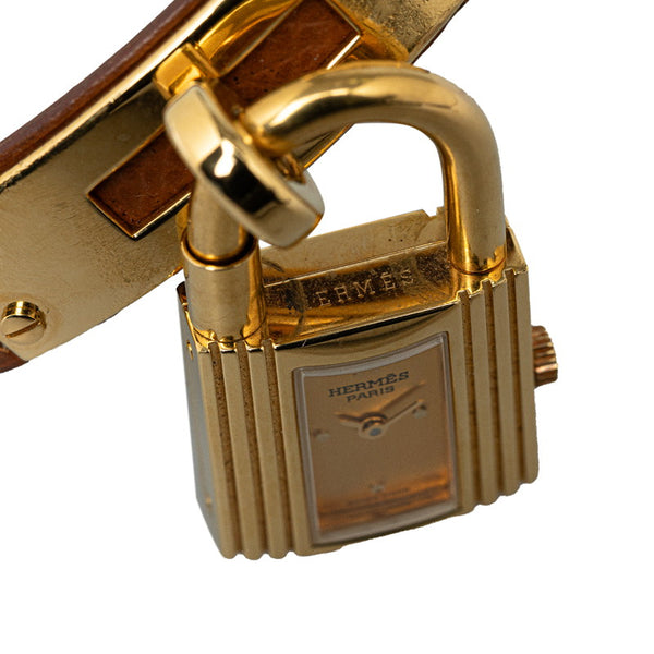 エルメス ケリーウォッチ 腕時計 クオーツ ゴールド文字盤 メッキ レザー レディース HERMES 【中古】