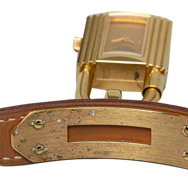 エルメス ケリーウォッチ 腕時計 クオーツ ゴールド文字盤 メッキ レザー レディース HERMES 【中古】