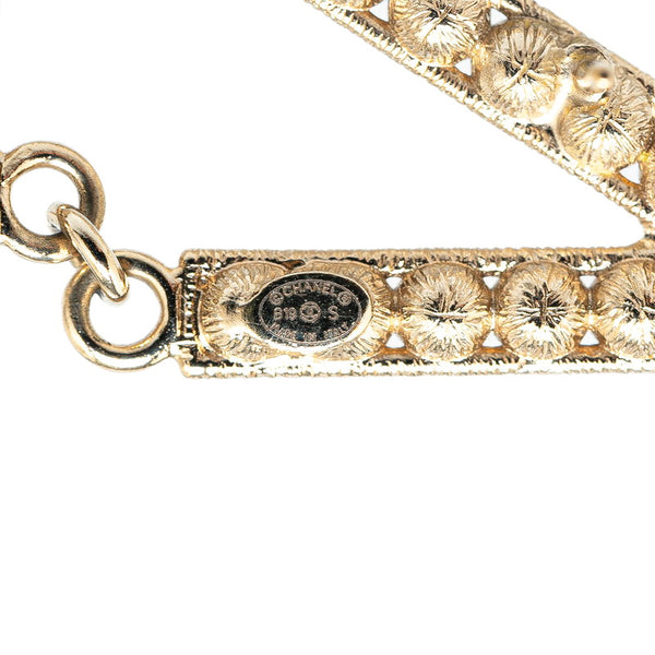 シャネル ロゴ ラインストーン ピアス ゴールド メッキ レディース CHANEL 【中古】