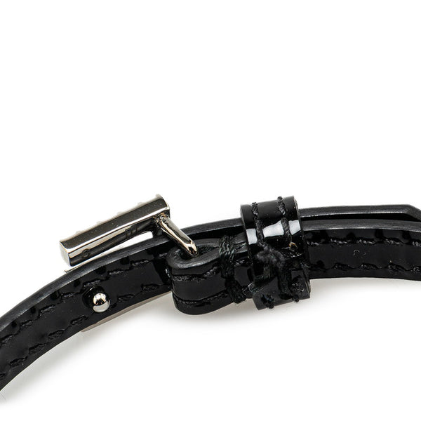 グッチ スクエアG ラインストーン ブレスレット 623237 ブラック レザー レディース GUCCI 【中古】