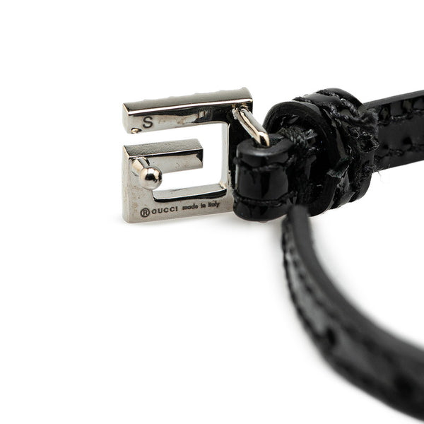 グッチ スクエアG ラインストーン ブレスレット 623237 ブラック レザー レディース GUCCI 【中古】