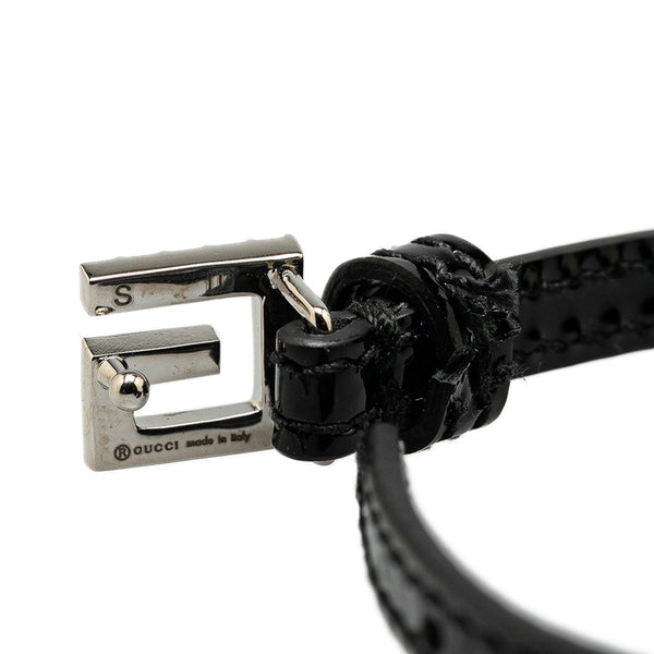 グッチ スクエアG ラインストーン ブレスレット 623237 ブラック レザー レディース GUCCI 【中古】