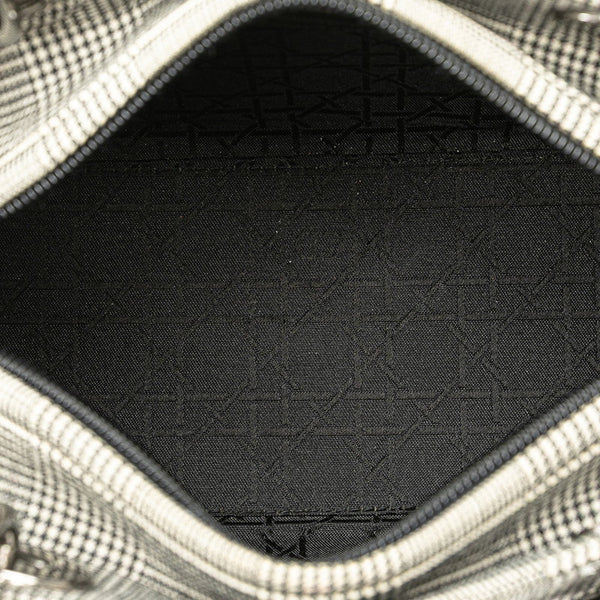 ディオール レディディオール 千鳥格子 ハンドバッグ ブラック ホワイト キャンバス レザー レディース Dior 【中古】