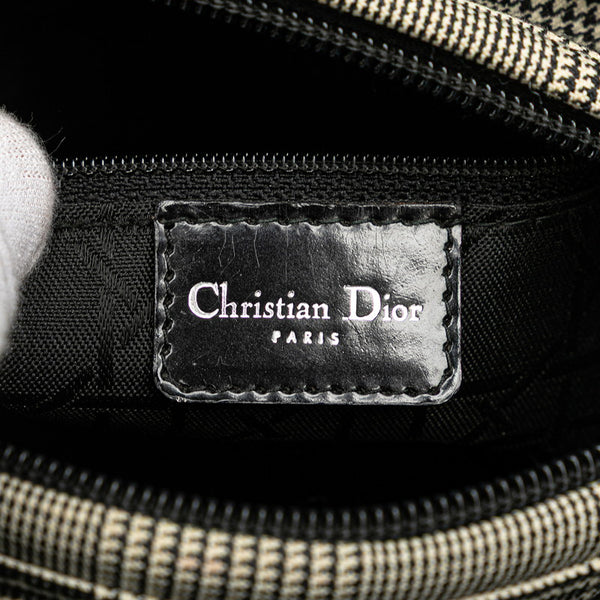 ディオール レディディオール 千鳥格子 ハンドバッグ ブラック ホワイト キャンバス レザー レディース Dior 【中古】