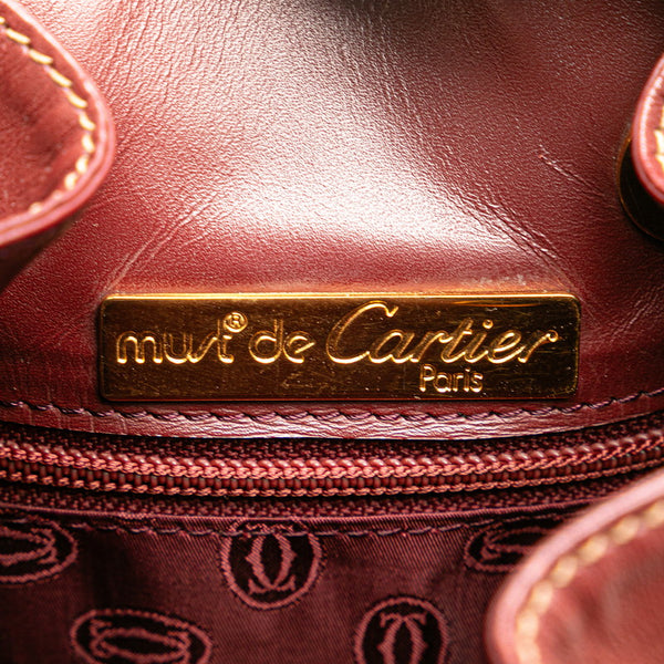 カルティエ マストライン ハンドバッグ ワンショルダーバッグ ワインレッド レザー レディース CARTIER 【中古】