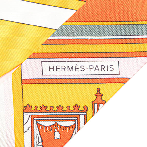 エルメス ツイリー Washington's Carriage ジョージワシントンの馬車 スカーフ オレンジ マルチカラー シルク レディース HERMES 【中古】
