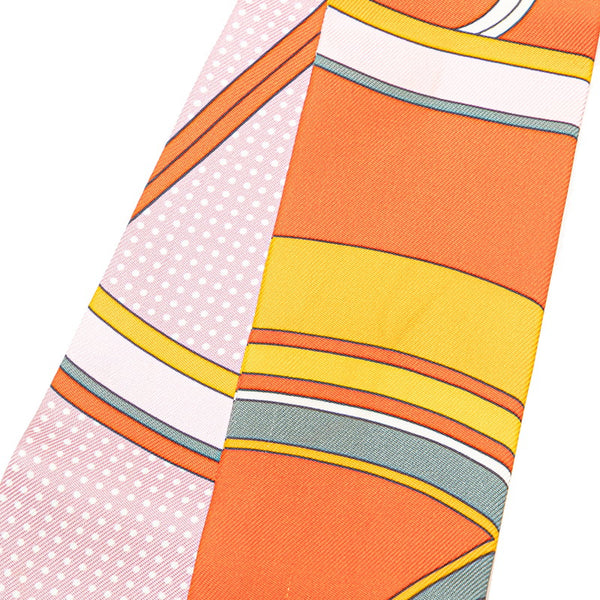 エルメス ツイリー Washington's Carriage ジョージワシントンの馬車 スカーフ オレンジ マルチカラー シルク レディース HERMES 【中古】