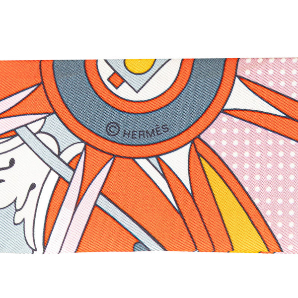 エルメス ツイリー Washington's Carriage ジョージワシントンの馬車 スカーフ オレンジ マルチカラー シルク レディース HERMES 【中古】
