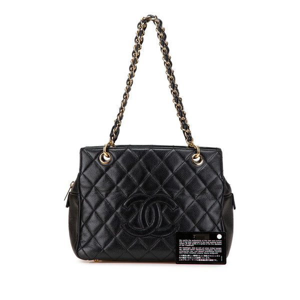 シャネル マトラッセ ココマーク チェーン ハンドバッグ ワンショルダーバッグ ブラック キャビアスキン レディース CHANEL 【中古】