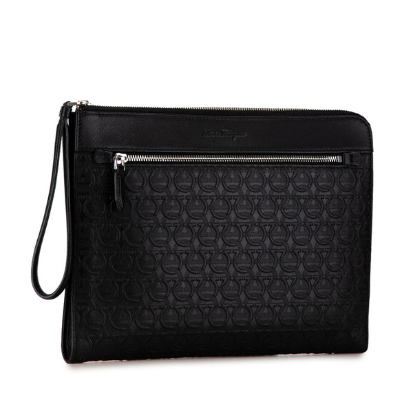 サルヴァトーレフェラガモ ガンチーニ クラッチバッグ FB-24 A 424 ブラック レザー レディース Salvatore Ferragamo 【中古】