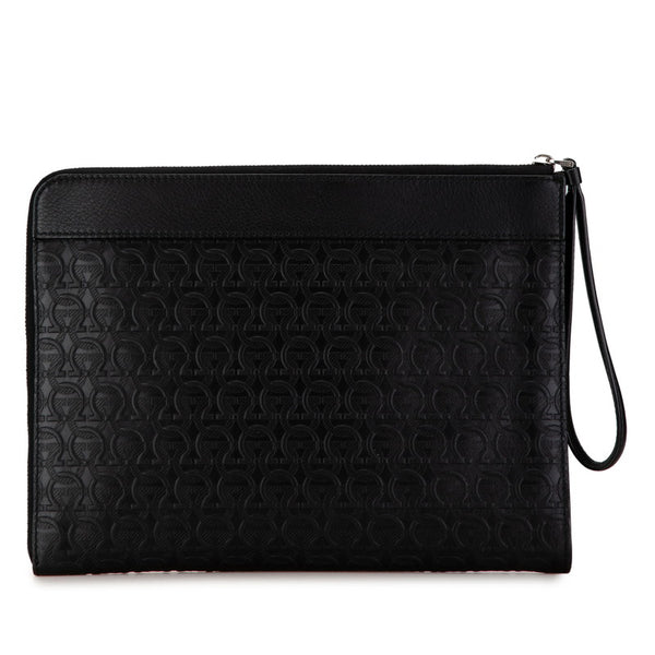 サルヴァトーレフェラガモ ガンチーニ クラッチバッグ FB-24 A 424 ブラック レザー レディース Salvatore Ferragamo 【中古】