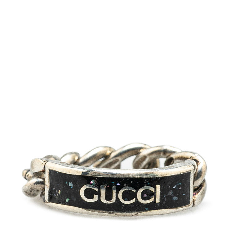 グッチ ロゴ リング 指輪 チェーンリング サイズ 20  678711 シルバー ブラック SV925 シルバー レディース GUCCI 【中古】