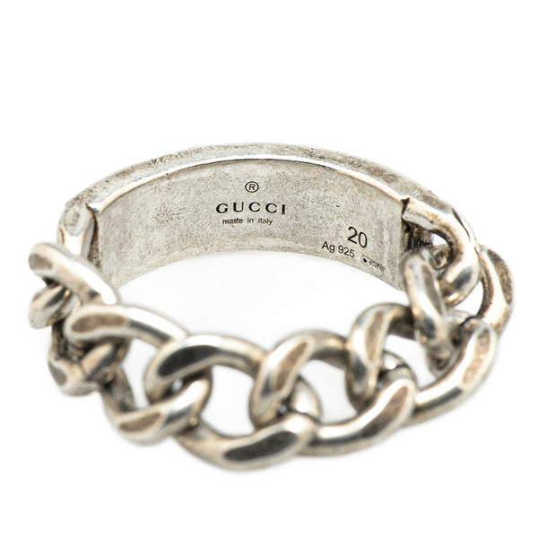 グッチ ロゴ リング 指輪 チェーンリング サイズ 20  678711 シルバー ブラック SV925 シルバー レディース GUCCI 【中古】