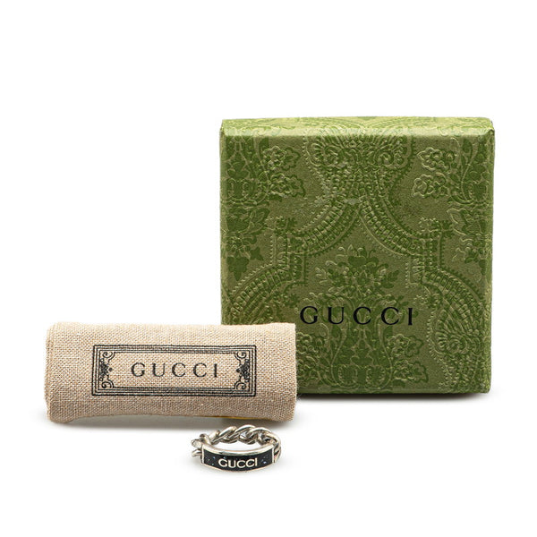 グッチ ロゴ リング 指輪 チェーンリング サイズ 20  678711 シルバー ブラック SV925 シルバー レディース GUCCI 【中古】