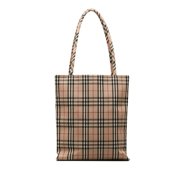 バーバリー ノバチェック トートバッグ ベージュ マルチカラー キャンバス レディース BURBERRY 【中古】