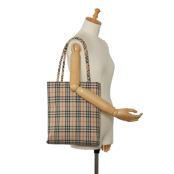バーバリー ノバチェック トートバッグ ベージュ マルチカラー キャンバス レディース BURBERRY 【中古】