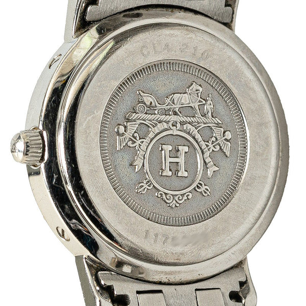 エルメス クリッパー 腕時計 CL4.210 クオーツ ホワイト文字盤 ステンレススチール レディース HERMES 【中古】