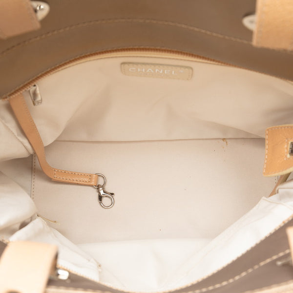 シャネル ココマーク パリビアリッツ トート PM トートバッグ A34208 ゴールド ベージュ キャンバス レザー レディース CHANEL 【中古】