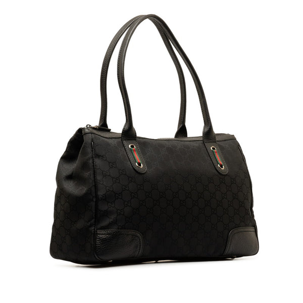 グッチ GGナイロン シェリーライン トートバッグ ハンドバッグ 293599 ブラック ナイロン レザー レディース GUCCI 【中古】