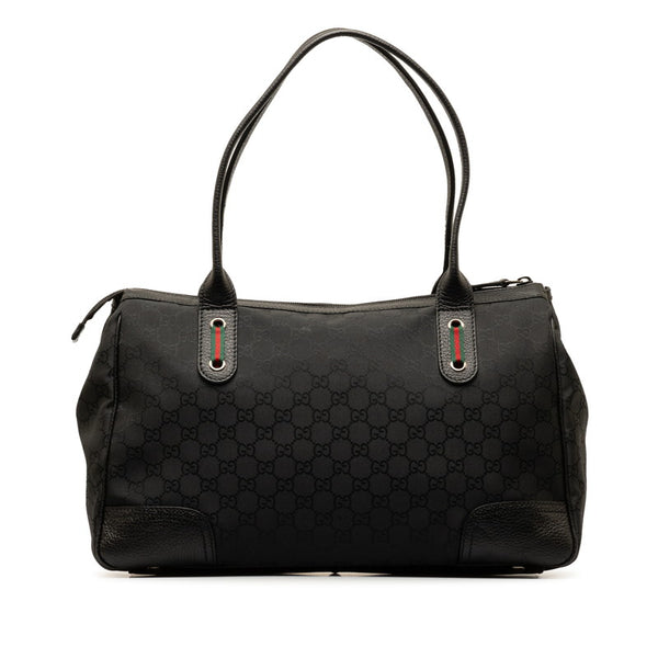 グッチ GGナイロン シェリーライン トートバッグ ハンドバッグ 293599 ブラック ナイロン レザー レディース GUCCI 【中古】