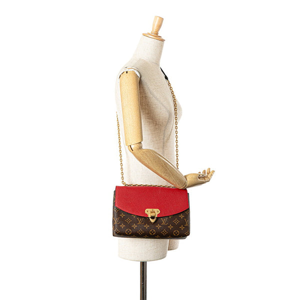 ルイ ヴィトン モノグラム サン プラシード チェーン ショルダーバッグ M43713 ブラウン レッド PVC レザー レディース LOUIS VUITTON 【中古】