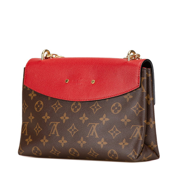 ルイ ヴィトン モノグラム サン プラシード チェーン ショルダーバッグ M43713 ブラウン レッド PVC レザー レディース LOUIS VUITTON 【中古】