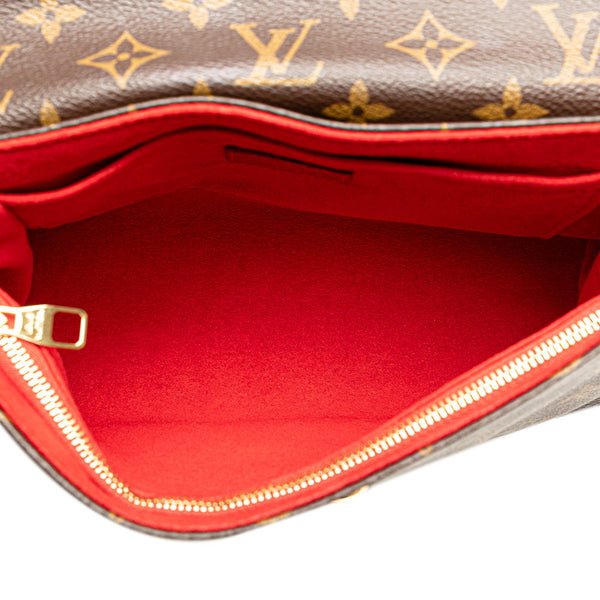 ルイ ヴィトン モノグラム サン プラシード チェーン ショルダーバッグ M43713 ブラウン レッド PVC レザー レディース LOUIS VUITTON 【中古】
