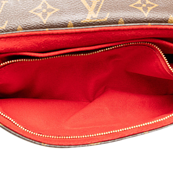 ルイ ヴィトン モノグラム サン プラシード チェーン ショルダーバッグ M43713 ブラウン レッド PVC レザー レディース LOUIS VUITTON 【中古】