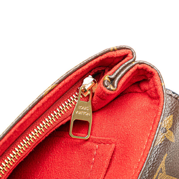 ルイ ヴィトン モノグラム サン プラシード チェーン ショルダーバッグ M43713 ブラウン レッド PVC レザー レディース LOUIS VUITTON 【中古】