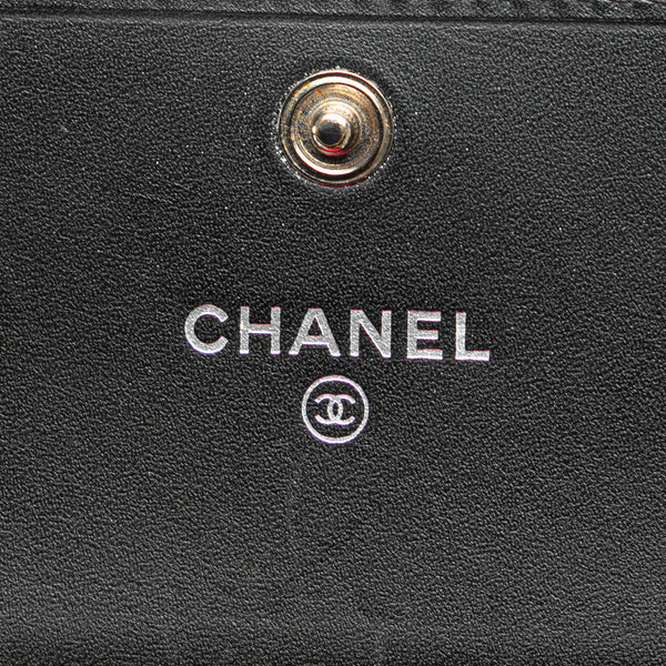 シャネル カンボンライン ココマーク カードケース 名刺入れ ブラック ラムスキン エナメル レディース CHANEL 【中古】