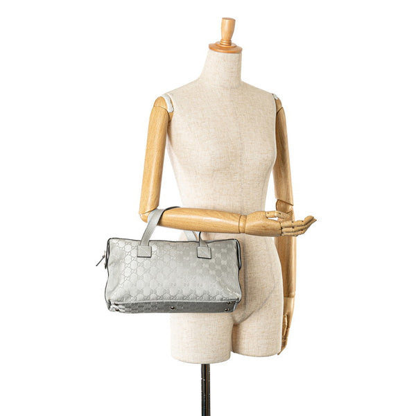 グッチ GGインプリメ ハンドバッグ 264210 シルバー キャンバス レザー レディース GUCCI 【中古】