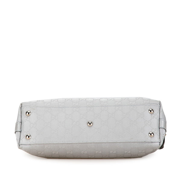 グッチ GGインプリメ ハンドバッグ 264210 シルバー キャンバス レザー レディース GUCCI 【中古】