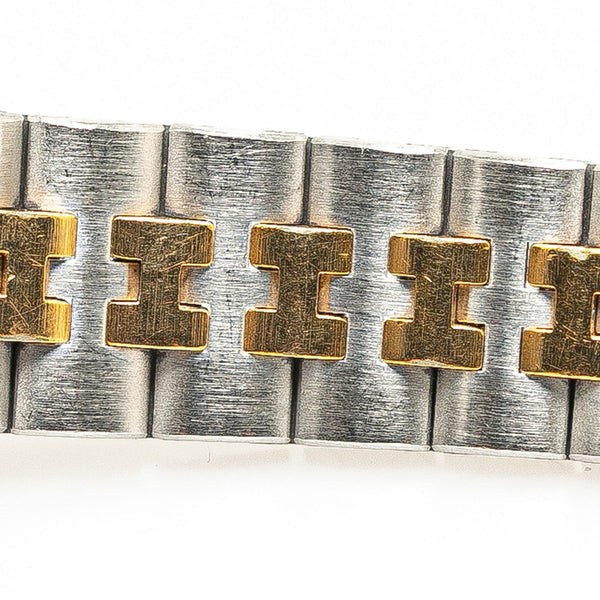 エルメス プロフィール 腕時計 クオーツ アイボリー文字盤 ステンレススチール メッキ レディース HERMES 【中古】