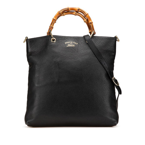 グッチ バンブー ハンドバッグ ショルダーバッグ 2WAY 323663 ブラック レザー レディース GUCCI 【中古】