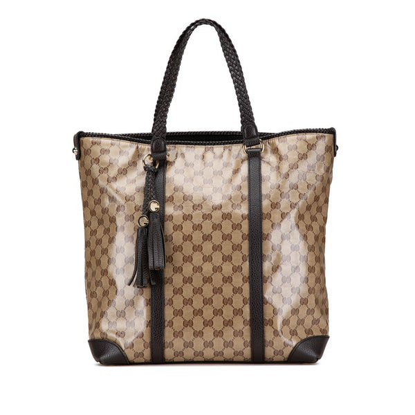 グッチ GGクリスタル トートバッグ ショルダーバッグ 336660 ベージュ ブラウン PVC レザー レディース GUCCI 【中古】