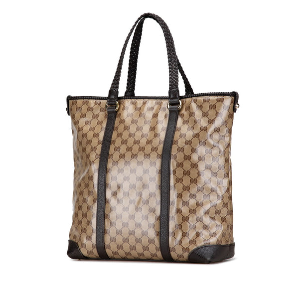 グッチ GGクリスタル トートバッグ ショルダーバッグ 336660 ベージュ ブラウン PVC レザー レディース GUCCI 【中古】