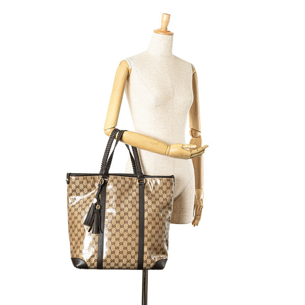 グッチ GGクリスタル トートバッグ ショルダーバッグ 336660 ベージュ ブラウン PVC レザー レディース GUCCI 【中古】