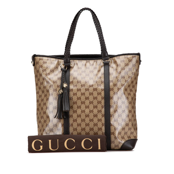 グッチ GGクリスタル トートバッグ ショルダーバッグ 336660 ベージュ ブラウン PVC レザー レディース GUCCI 【中古】