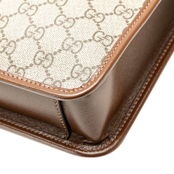 グッチ GGスプリーム ブリーフケース 斜め掛けビジネスバッグ 2WAY 674143 ブラウン PVC レザー メンズ GUCCI 【中古】