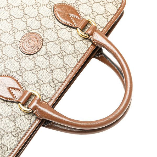 グッチ GGスプリーム ブリーフケース 斜め掛けビジネスバッグ 2WAY 674143 ブラウン PVC レザー メンズ GUCCI 【中古】