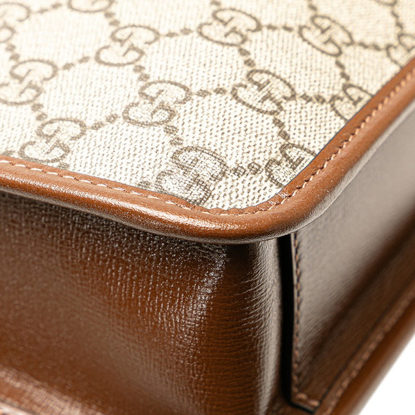 グッチ GGスプリーム ブリーフケース 斜め掛けビジネスバッグ 2WAY 674143 ブラウン PVC レザー メンズ GUCCI 【中古】